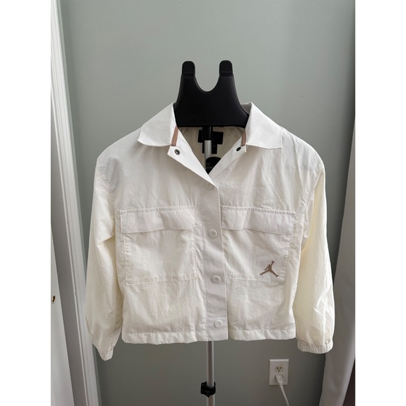 Jordan Other - Jordan Flight Boys Jacket White Tan Jumpman Logo Mesh Lined Size M 10-12 Years
